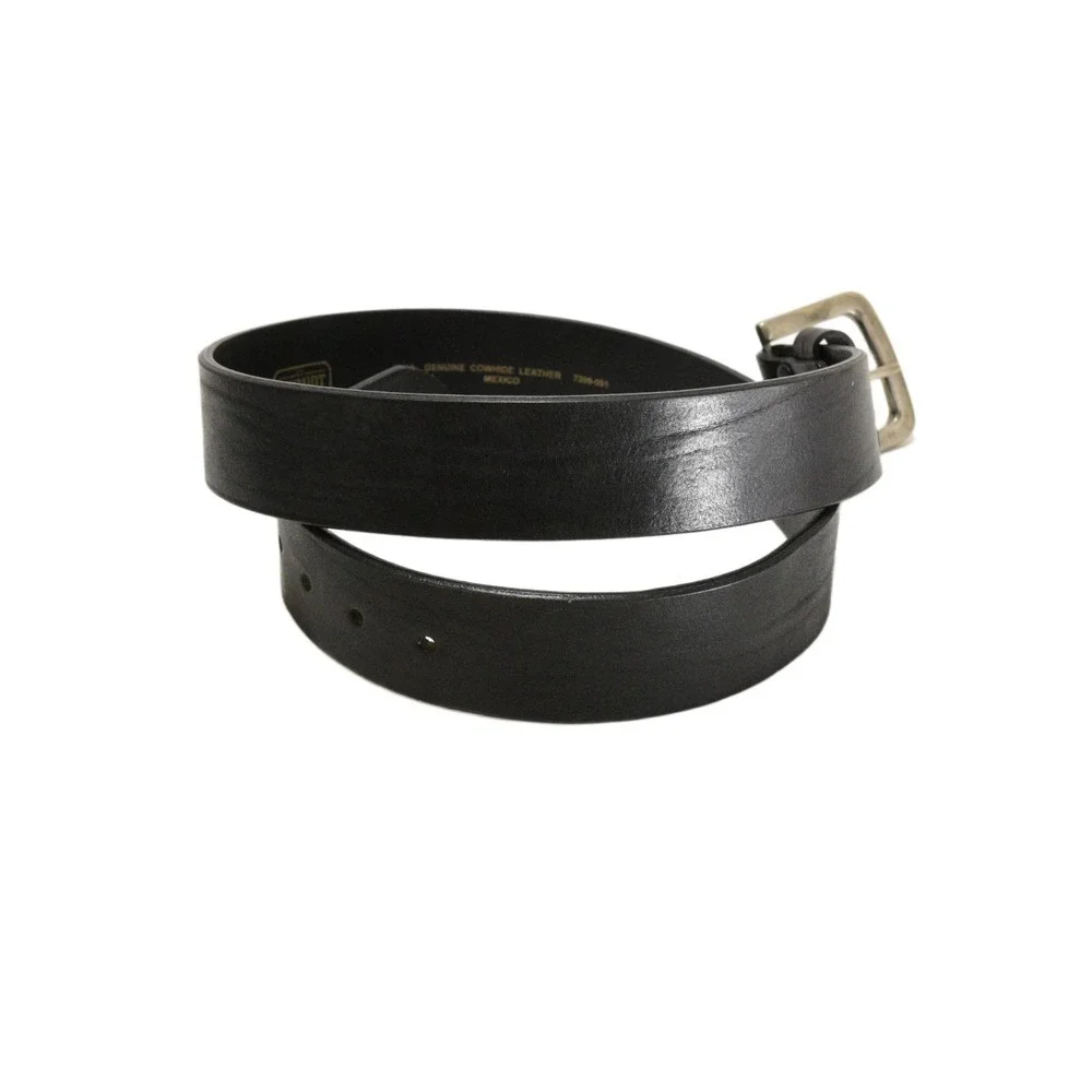 Schmidt Workwear Genuine Cowhide Leather Belt Mens Size 38 Black Silver Buckle